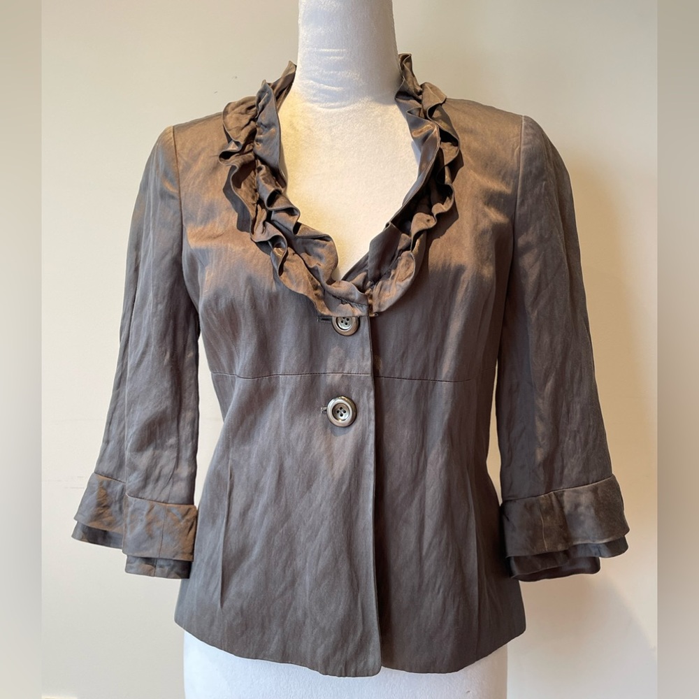 Classiques Entier Silky Grey Ruffle Jacket Small NWT